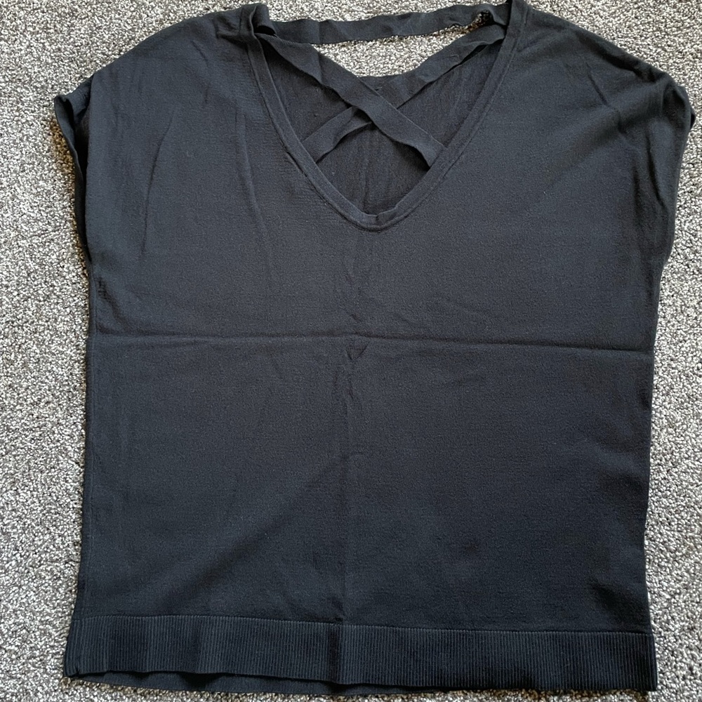 Loft Cap Sleeve Sweater with Crosscross Back Detail